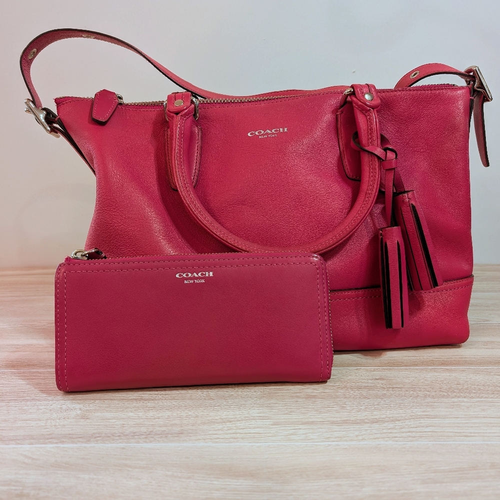 Gorgeous Coach East West Mollie Satchel Handbag + Wallet Fuchsia Pink 🩷